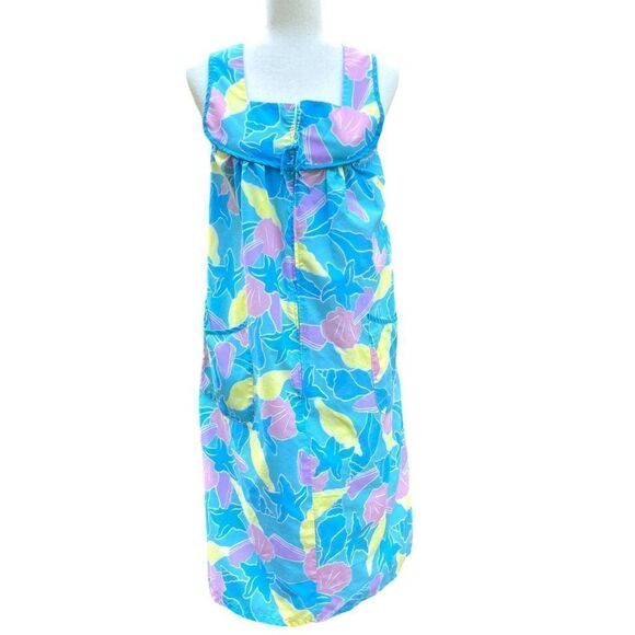 Vintage Helen of Troy Patio Day Dress Fitted MuMu Zip Front Pockets Sea Shells - Picture 2 of 11